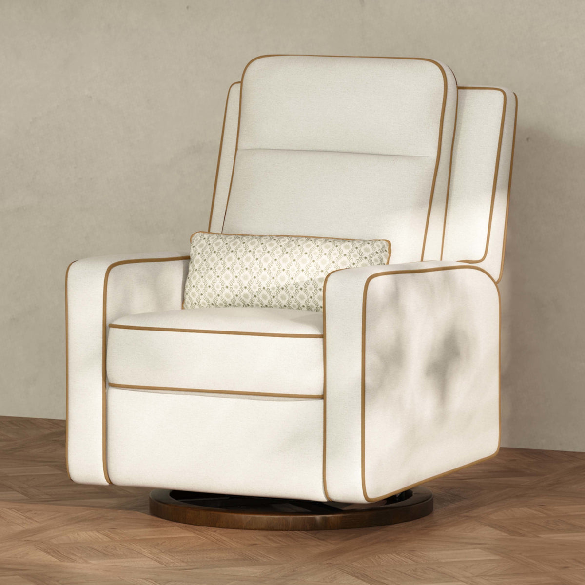 M23082PCMTB,Nate Berkus x Babyletto Sigi Pro Power Recliner in Performance Cream Linen w/Toffee Base