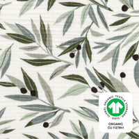 T28239,Olive Branches Muslin Quilt in GOTS Certified Organic Cotton