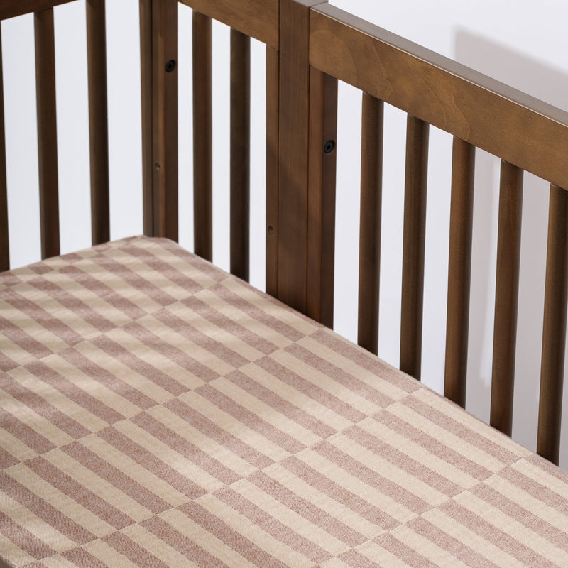 T30635,Cocoa Stripe Muslin Crib Sheet in GOTS Certified Organic Cotton