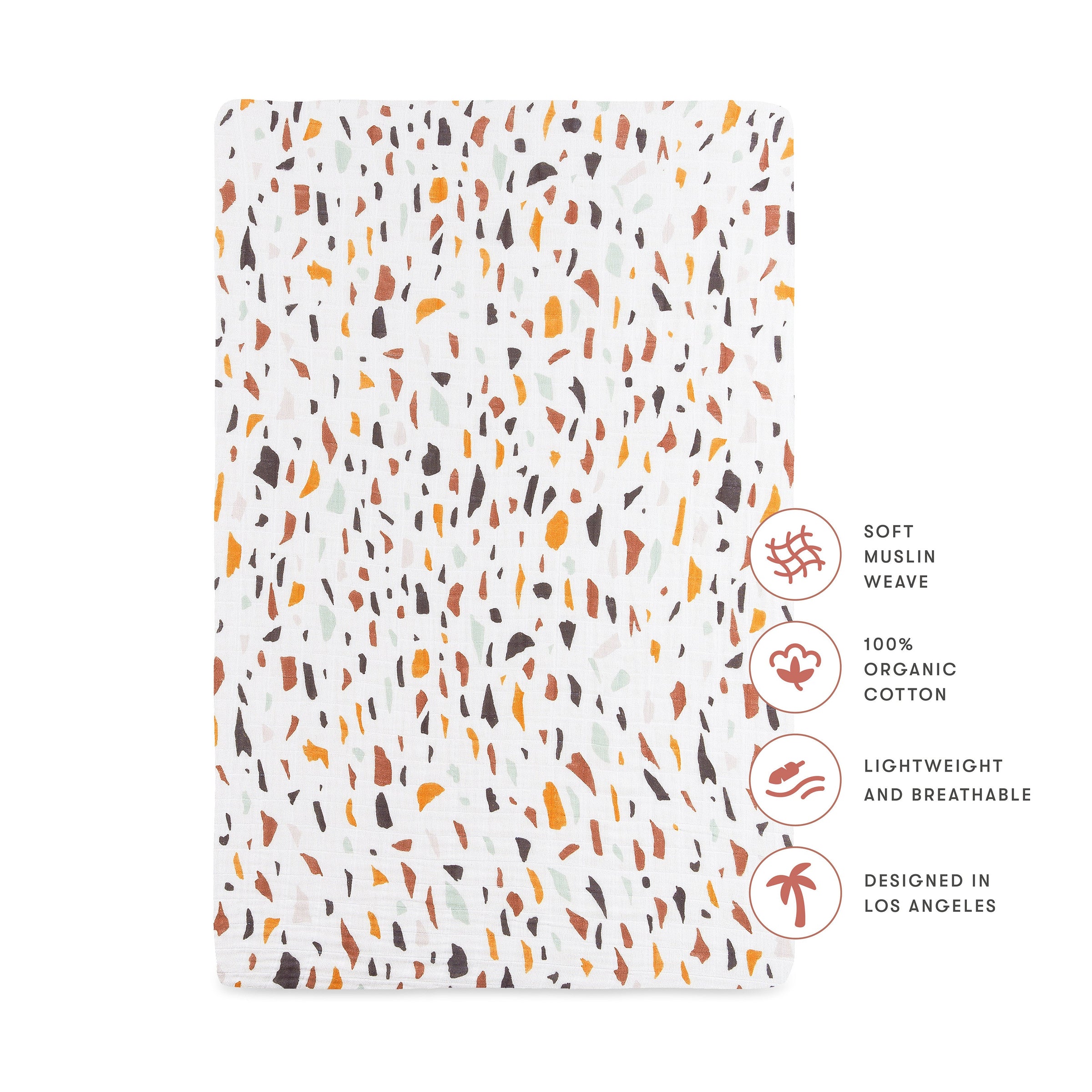 T29136,Terrazzo Muslin Mini Crib Sheet in GOTS Certified Organic Cotton