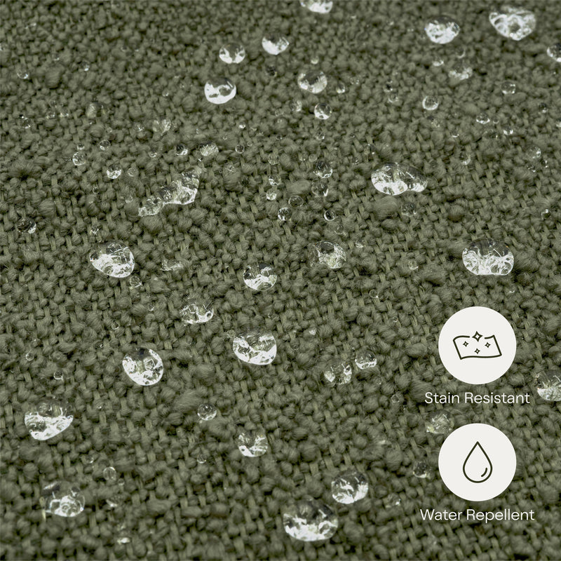 M30985POBHF,Tuffet Storage Ottoman in Performance Olive Boucle w/Honey Ball Feet