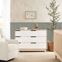 M4216NXW,Hudson 6-Drawer Double Dresser  Assembled in Washed Natural and White
