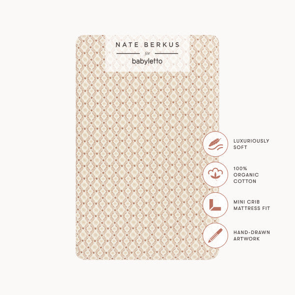 T34336ASR,Nate Berkus x Babyletto Mini Crib Sheet in Autumn Star