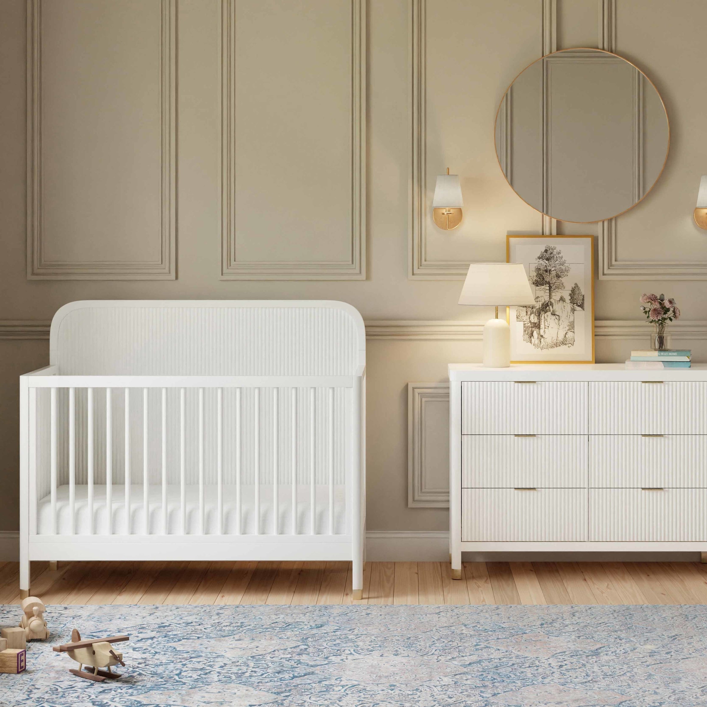M26701RW,Brimsley Tambour 4-in-1 Convertible Crib in Warm White