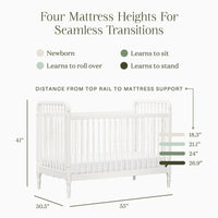 M7101RW,Liberty 3-in-1 Convertible Spindle Crib w/Toddler Bed Conversion Kit in Warm White