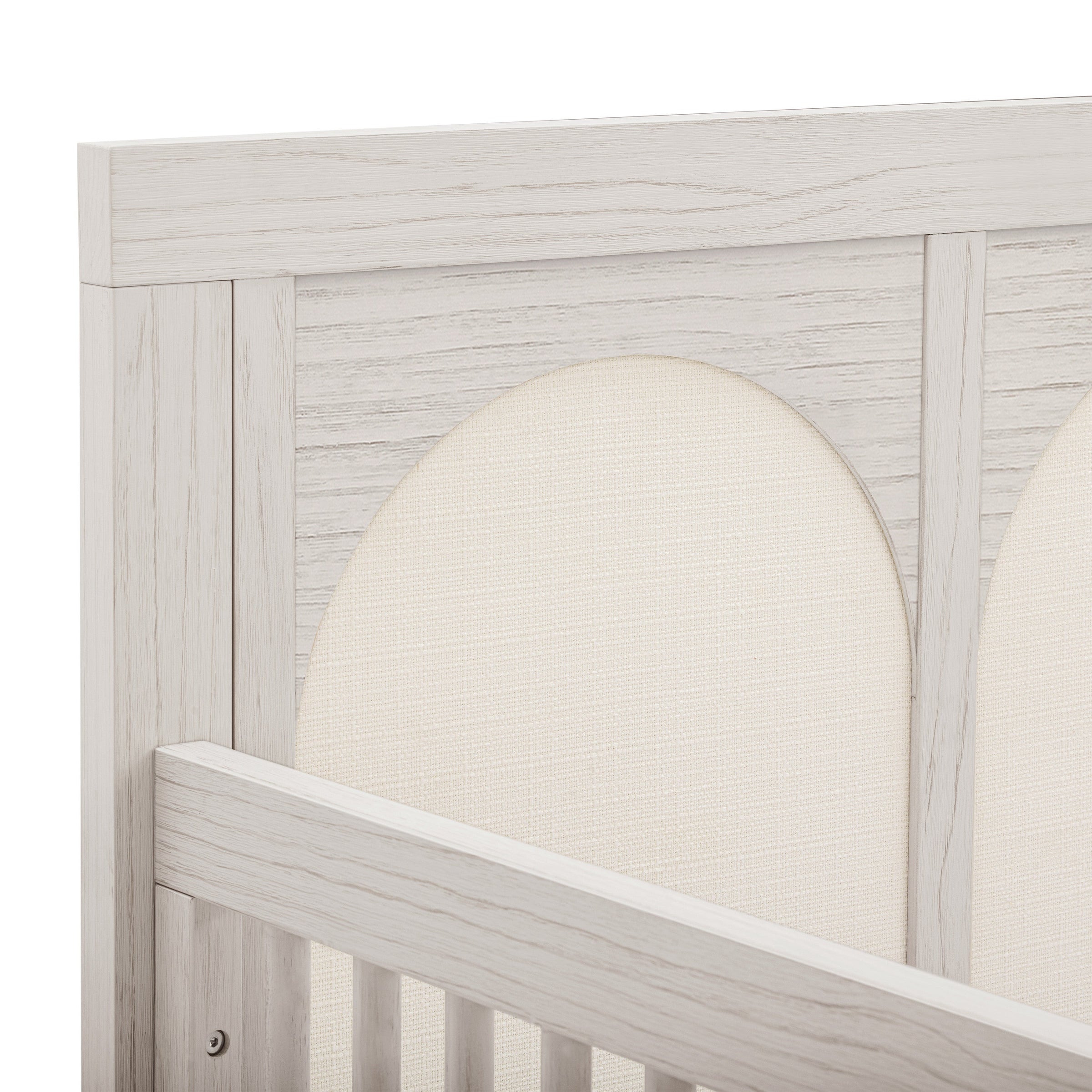 M24801WDFPEW,Eloise 4-in-1 Convertible Crib in White Driftwood and Performance Pearl Eco-Weave
