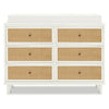 M23716RWHC,Marin with Cane 6 Drawer Assembled Dresser in Warm White and Honey Cane