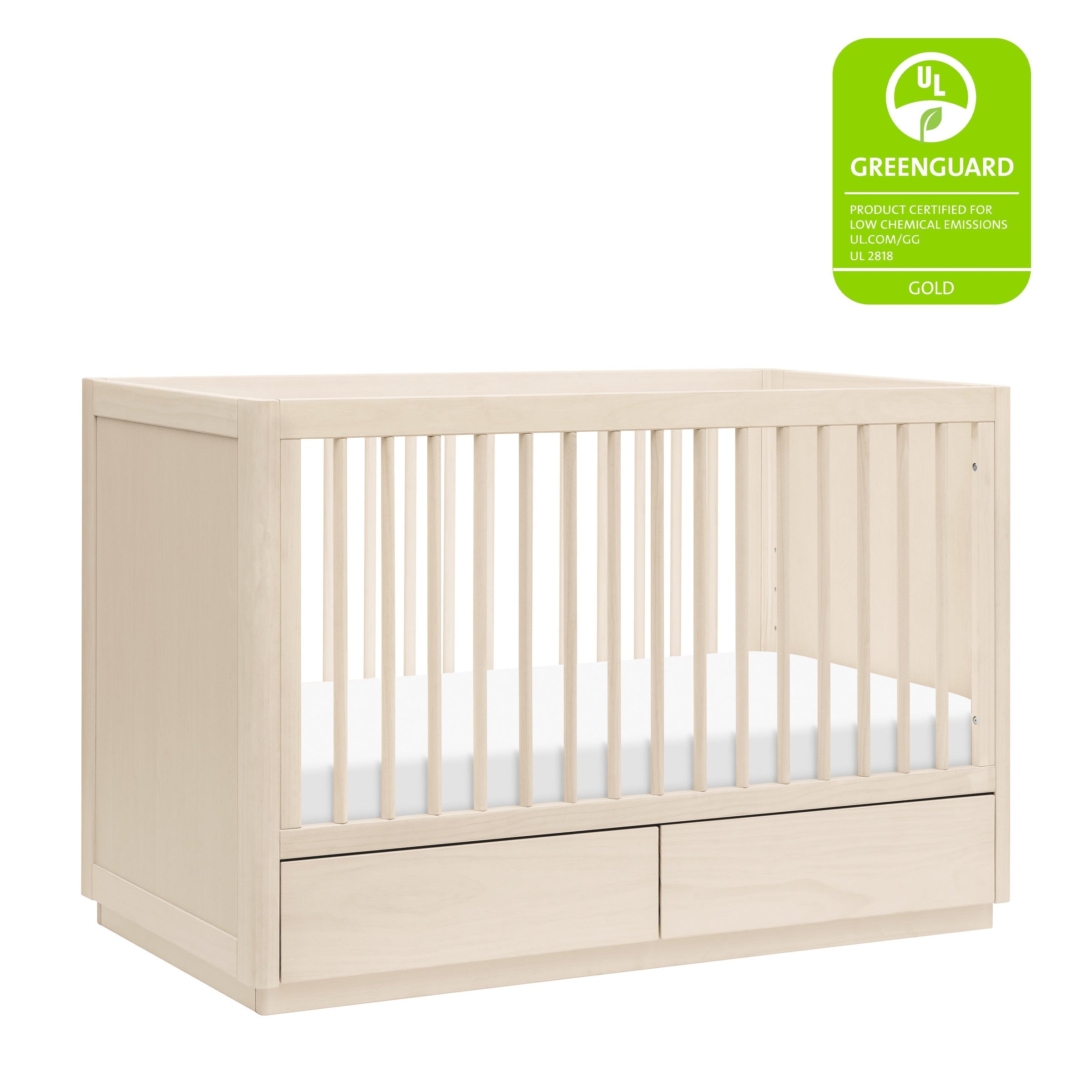 M21601NX,Bento 3-in-1 Convertible Storage Crib w/Toddler Bed Conversion Kit in Washed Natural