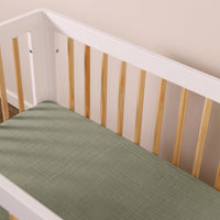 T29736MCA,Matcha Muslin Mini Crib Sheet in GOTS Certified Organic Cotton