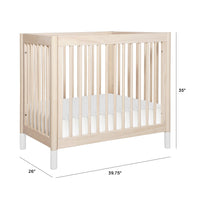 M12998NXW,Gelato 4-in-1 Convertible Mini Crib and Twin bed in Washed Natural Finish w/White Feet