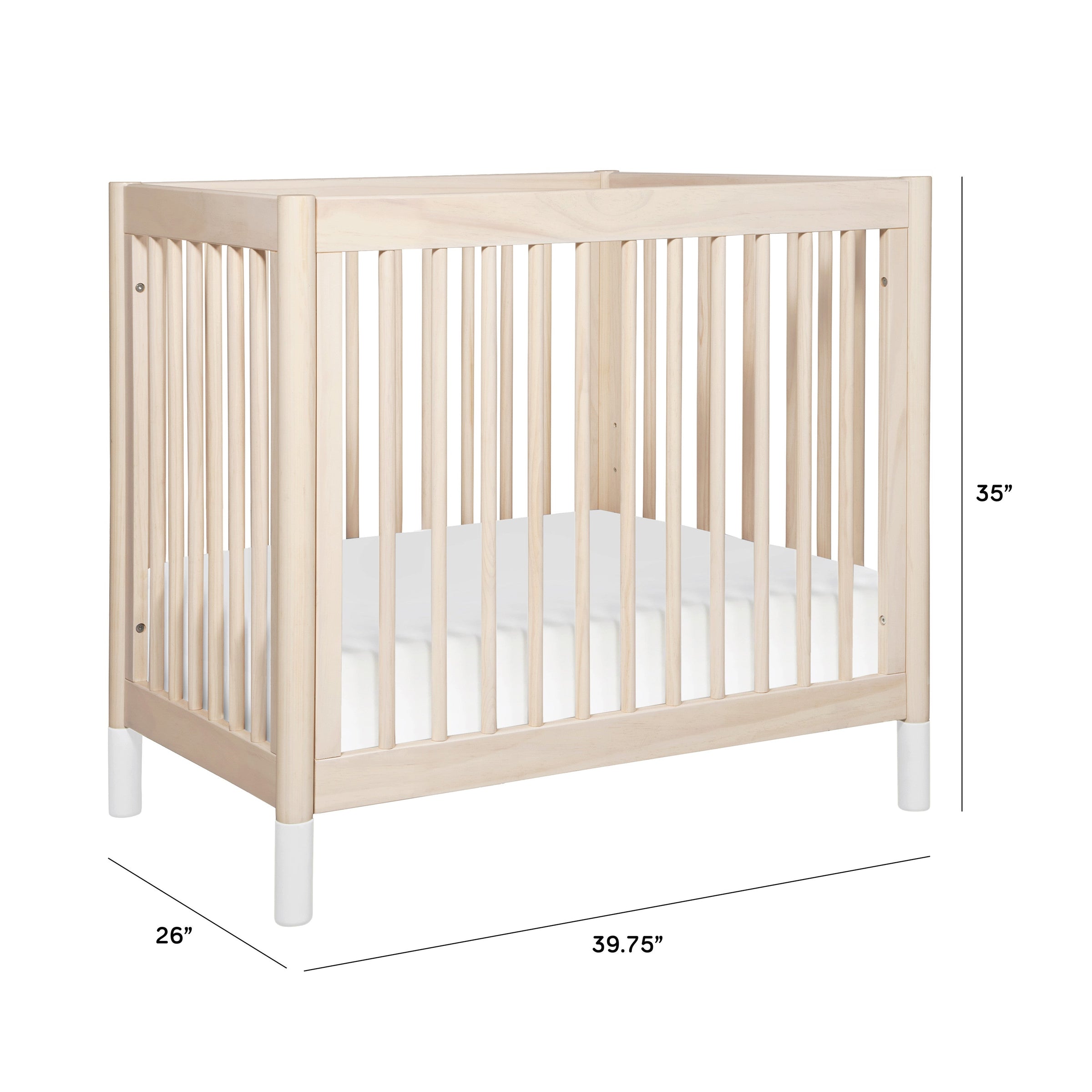 M12998NXW,Gelato 4-in-1 Convertible Mini Crib and Twin bed in Washed Natural Finish w/White Feet
