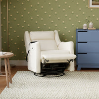 M11283PWB,Kiwi Deluxe Power Glider Recliner w/Heat&Massage in Performance Ivory Boucle