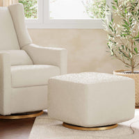 M26385WBG,Kiwi Gliding Ottoman in Ivory Boucle w/ Gold Base