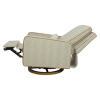 M23085OSCTB,Nate Berkus x Babyletto Sigi Power Recliner in Perf Olive Stripe Eco-Crossweave w/Toffee Base