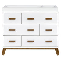 M5826WNL,Scoot 6-Drawer Dresser in White/Natural Walnut