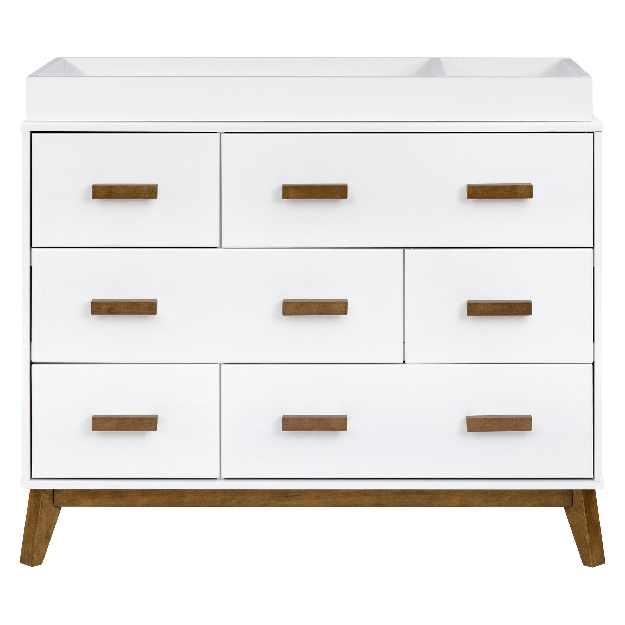 M5826WNL,Scoot 6-Drawer Dresser in White/Natural Walnut