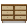 M23716NLBC,Marin with Cane 6 Drawer Assembled Dresser in Natural Walnut and Blonde Cane