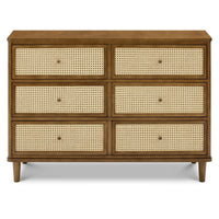M23716NLBC,Marin with Cane 6 Drawer Assembled Dresser in Natural Walnut and Blonde Cane