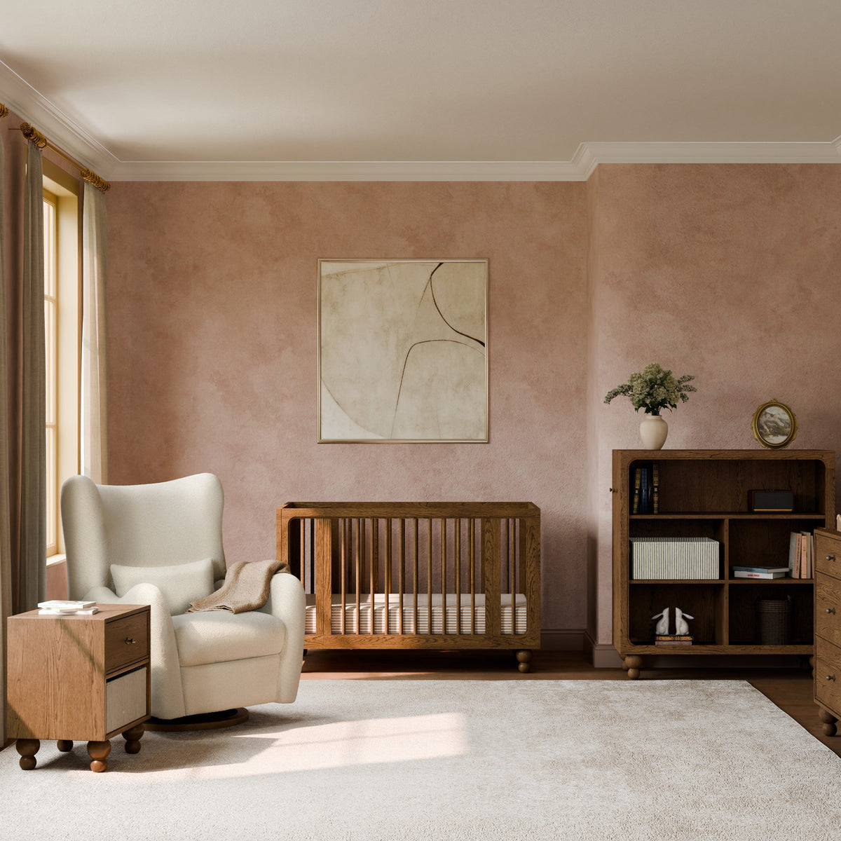 M34288PSWTB,Nate Berkus x Babyletto Westham Power Recliner in Performance Powder Slub Weave w/Toffee Base