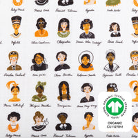 T28435,Women In History Muslin Crib Sheet in GOTS Certified Organic Cotton