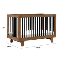 M4201NLB,Hudson 3-in-1 Convertible Crib w/ToddlerBedConversion Kit in Natural Walnut/Black