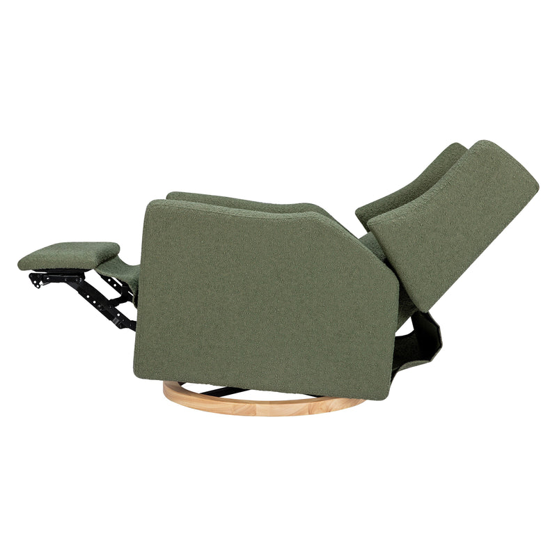 M11288OBLB,Kiwi Glider Recliner w/ Electronic Control and USB in Olive Boucle w/Light Wood Base