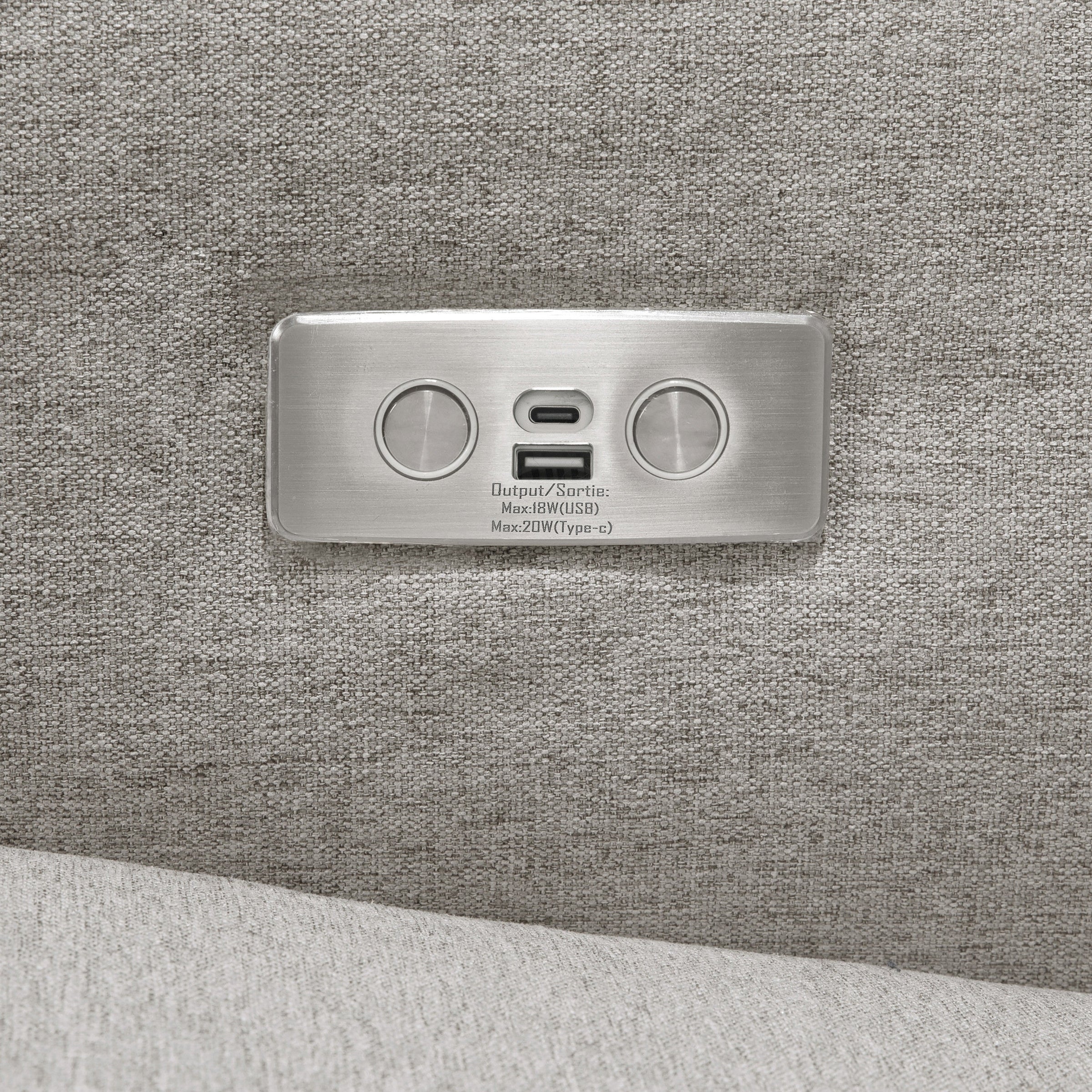 M23085PGEWLB,Sigi Glider Recliner w/ Electronic Control and USB in Performance Grey Eco-Weave w/Light Wood Base