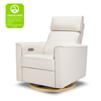 B17186PCMEWLB,Willa Plus Power Glider Recliner w/ Power Headrest in Performance Cream Eco-Weave w/Light Wood base