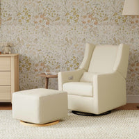 M26385PCMEWLB,Kiwi Gliding Ottoman in Performance Cream Eco-Weave w/ Light Wood Base