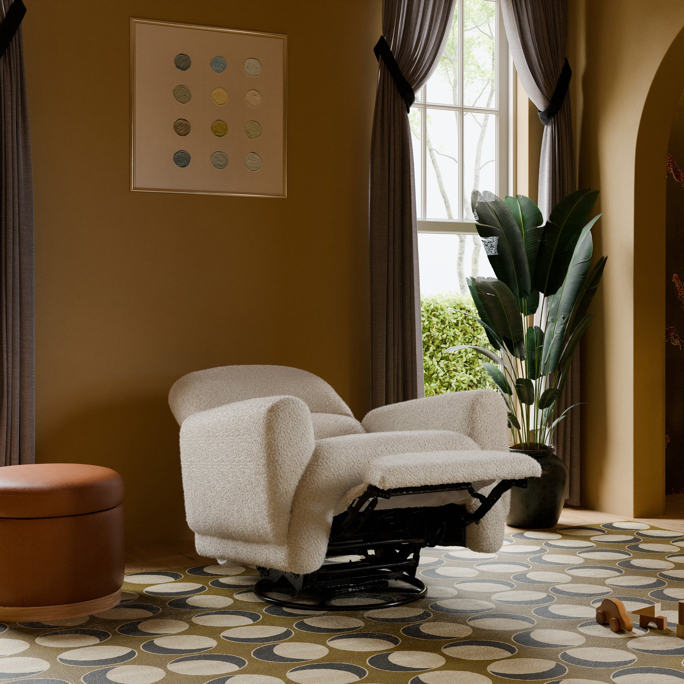 M30087AT,Rainbow Recliner and Swivel Glider in Almond Teddy Loop
