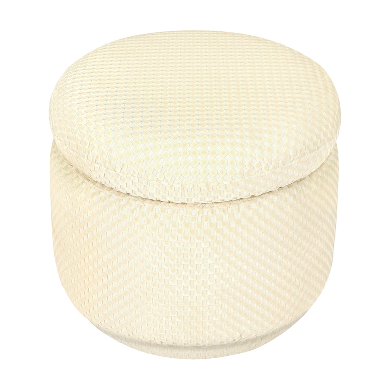 M22985IVC,Enoki Storage Ottoman in Ivory Velvet Checker