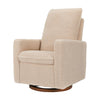 M20987CSGDB,Cali Pillowback Swivel Glider in Chai Shearling w/ Dark Wood Base