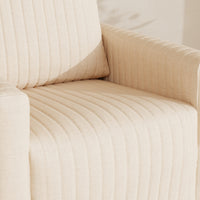 M26687PCMEWDB,Poe Channeled Swivel Glider in Performance Cream Eco-Weave w/ Dark Wood Base