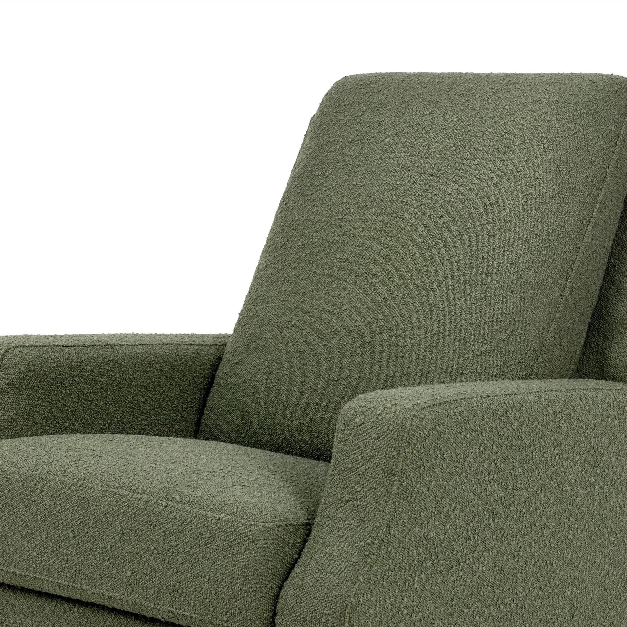 M22287OBLB,Crewe Recliner and Swivel Glider in Olive Boucle w/Light Wood Base