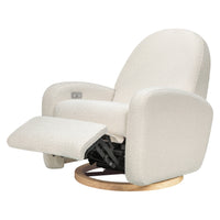 M23188WBLB,Nami Glider Recliner w/ Electronic Control and USB in Ivory Boucle w/Light Wood Base