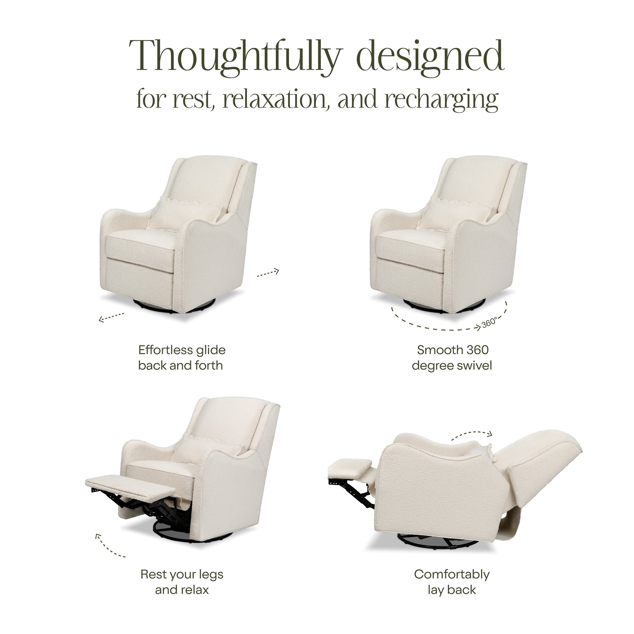 M27787WB,Devon Recliner and Swivel Glider in Ivory Boucle