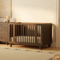 M33380TE,Nate Berkus x Babyletto Astre All-Stages Crib w/Bassinet & Toddler Bed Kits in Toffee