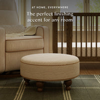 M33385BSCTF,Nate Berkus x Babyletto Astre Ottoman in Perf Bronze Stripe Eco-Crossweave w/Toffee feet