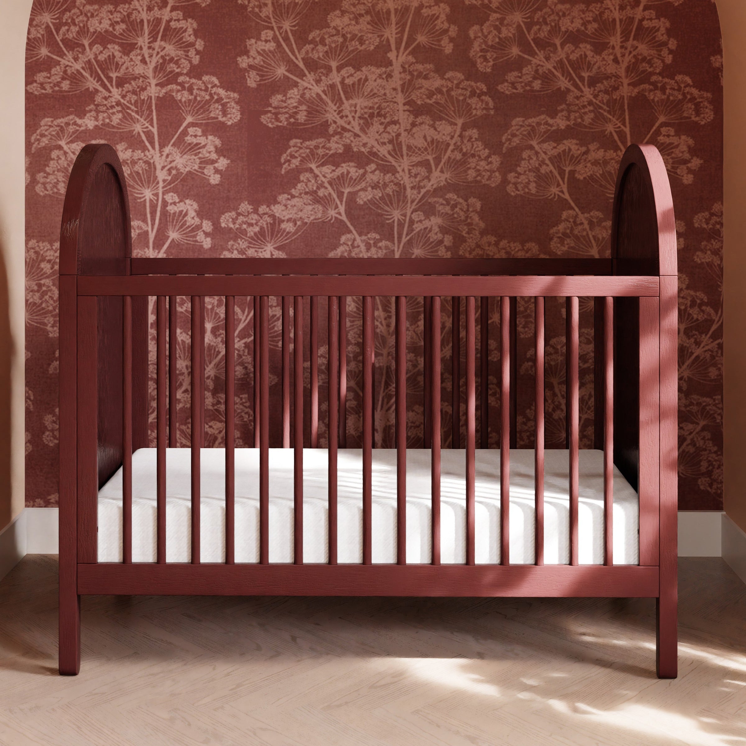 M25601CRNC,Bondi Cane 3-in-1 Convertible Crib w/ Toddler Bed Kit in Crimson with Natural Cane
