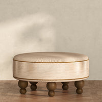 M33385BSCTF,Nate Berkus x Babyletto Astre Ottoman in Perf Bronze Stripe Eco-Crossweave w/Toffee feet