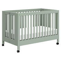 M6601LS,Maki Full Size Folding Crib w/ Toddler Bed Conversion Kit in Light Sage