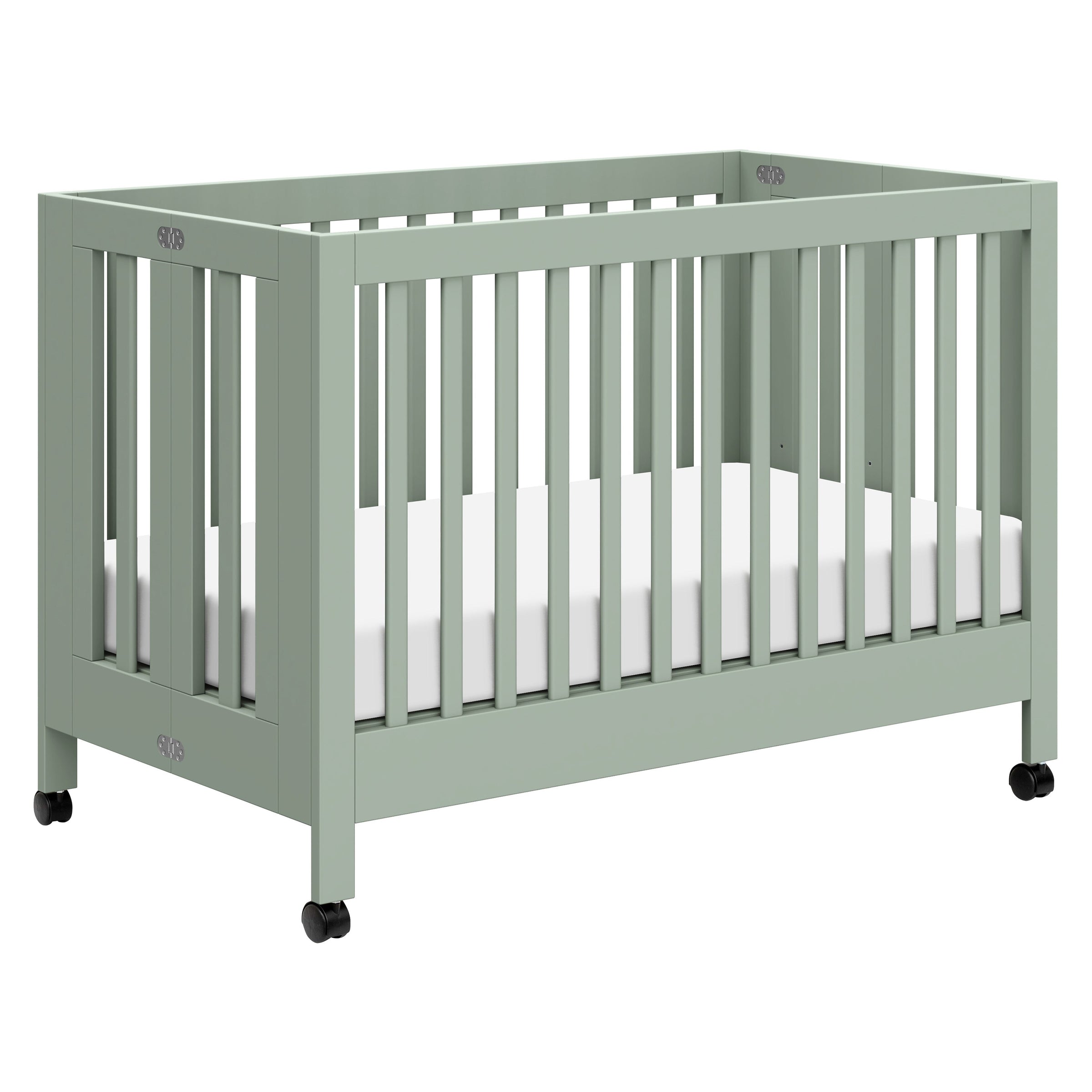 M6601LS,Maki Full Size Folding Crib w/ Toddler Bed Conversion Kit in Light Sage