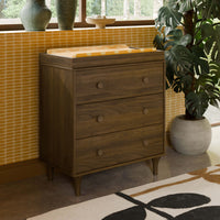 M9023NL,Lolly 3-Drawer Changer Dresser in Natural Walnut
