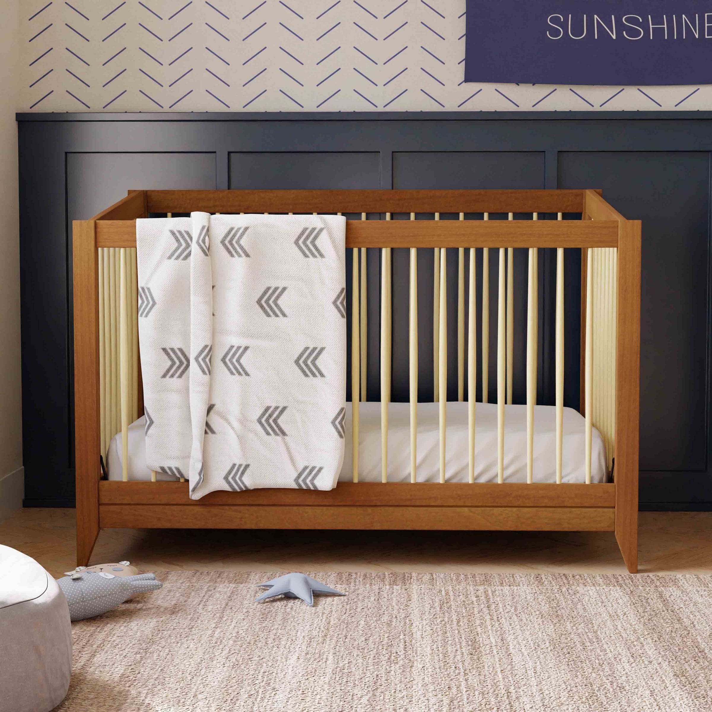 M10301CTN,Sprout 4-in-1 Convertible Crib w/Toddler Bed Conversion Kit in Chestnut&Natural