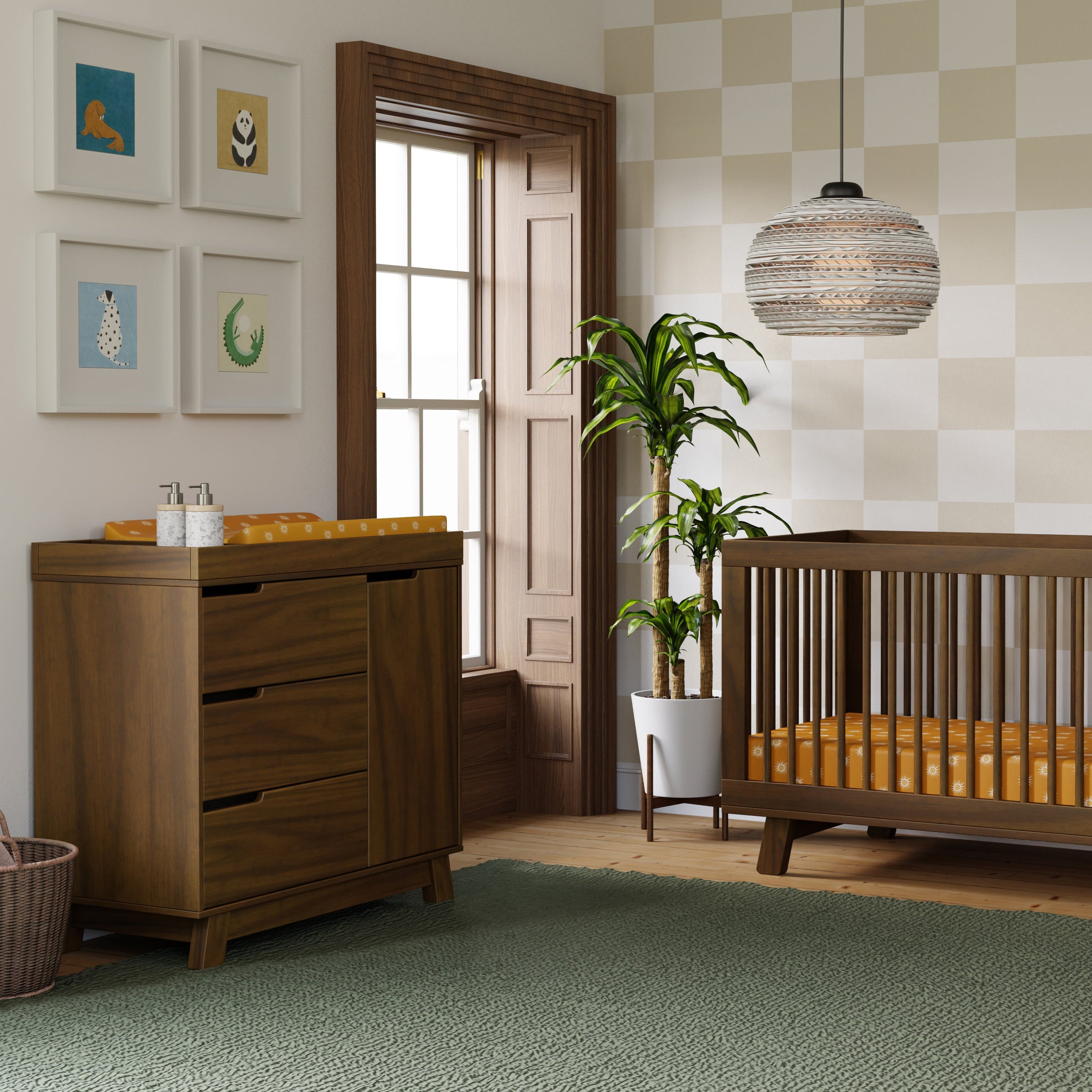 M4223NL,Hudson 3-Drawer Changer Dresser w/Removable Changing Tray in Natural Walnut