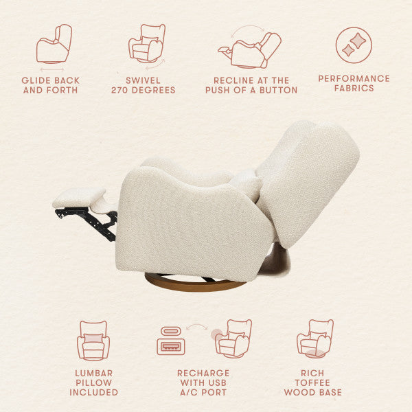 M34288PSWTB,Nate Berkus x Babyletto Westham Power Recliner in Performance Powder Slub Weave w/Toffee Base