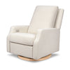 M22286WBLB,Crewe Electronic Swivel Glider Recliner in Ivory Boucle w/Light Wood Base