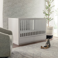 M21601W,Bento 3-in-1 Convertible Storage Crib w/Toddler Bed Conversion Kit in White
