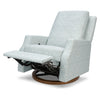 M22287BPBDB,Crewe Recliner and Swivel Glider in Bellflowers in Powdered Blue w/Dark Wood Base