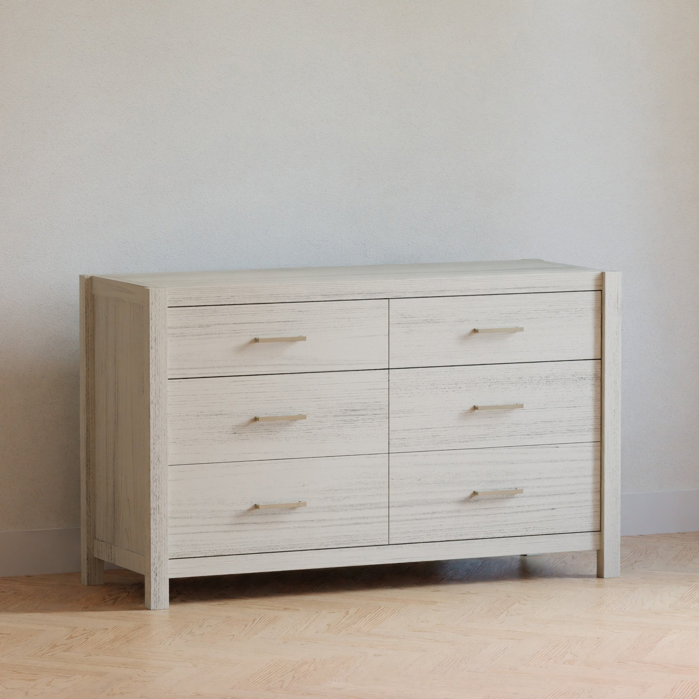 B26416WDF,Hemsted 6-Drawer Assembled Dresser in White Driftwood